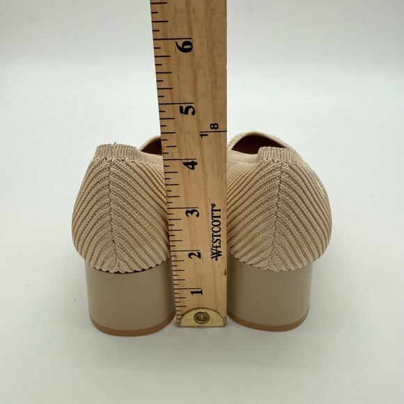 Vivaia Melody Chunky Heels Square Toe Old Money Knit Office Comfort Almond 9 - Picture 3 of 8